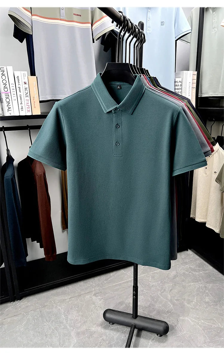 Polo de 76% algodón para hombre: tela texturizada transpirable