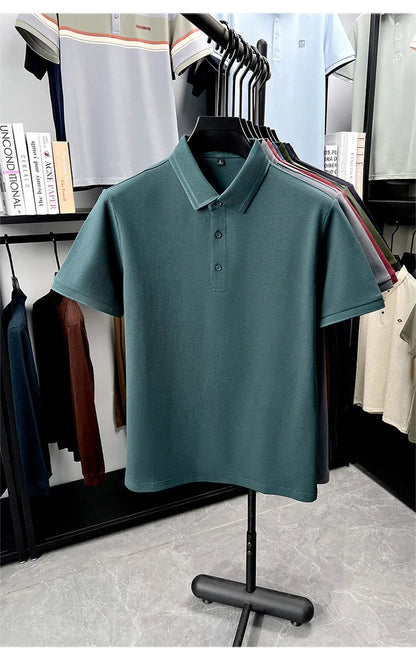 Polo de 76% algodón para hombre: tela texturizada transpirable