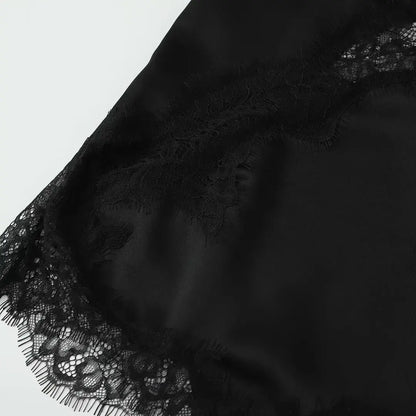 Women's tops lace trim ruffle asymmetrical hem