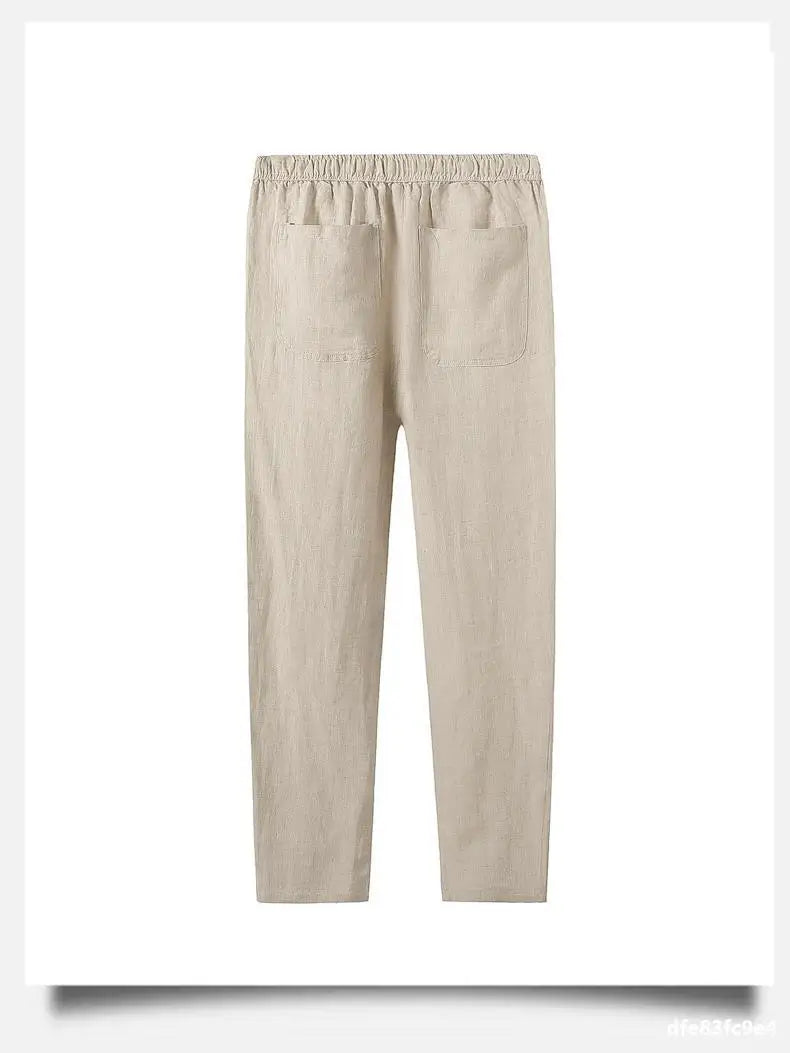 Ankle-length casual linen pants