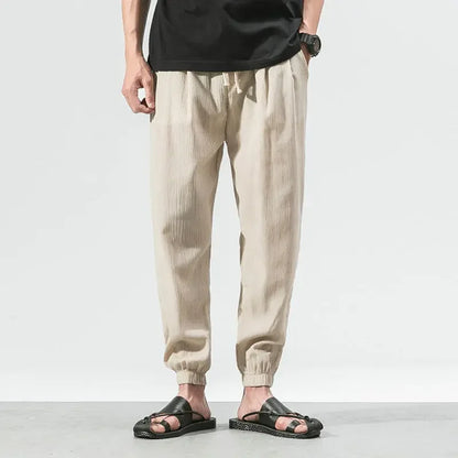 Pantalones Harem informales de lino y algodón