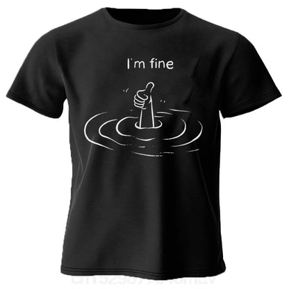 "I'm Fine" print T-shirt, 100% cotton summer t-shirts
