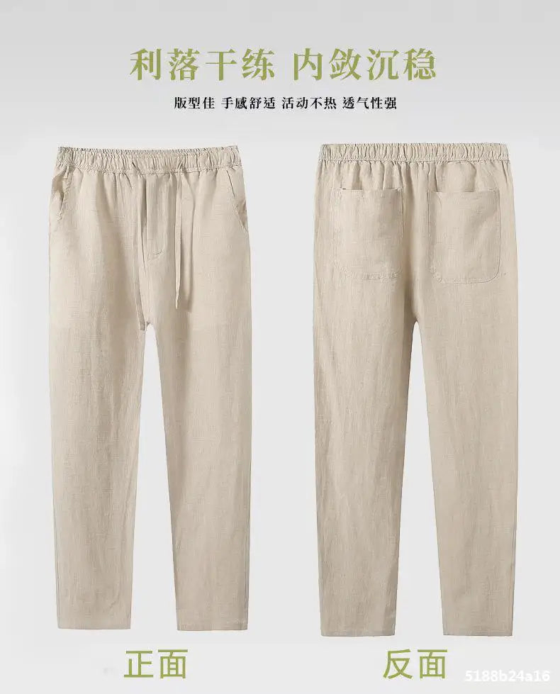 Ankle-length casual linen pants