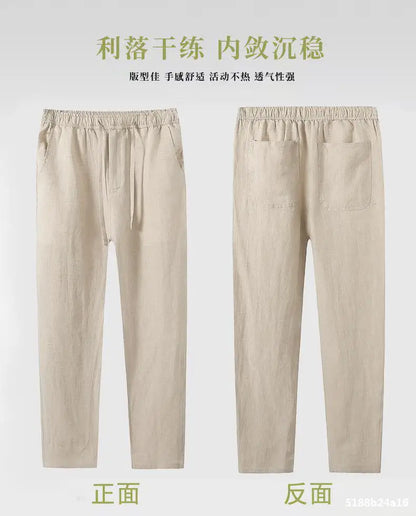 Ankle-length casual linen pants