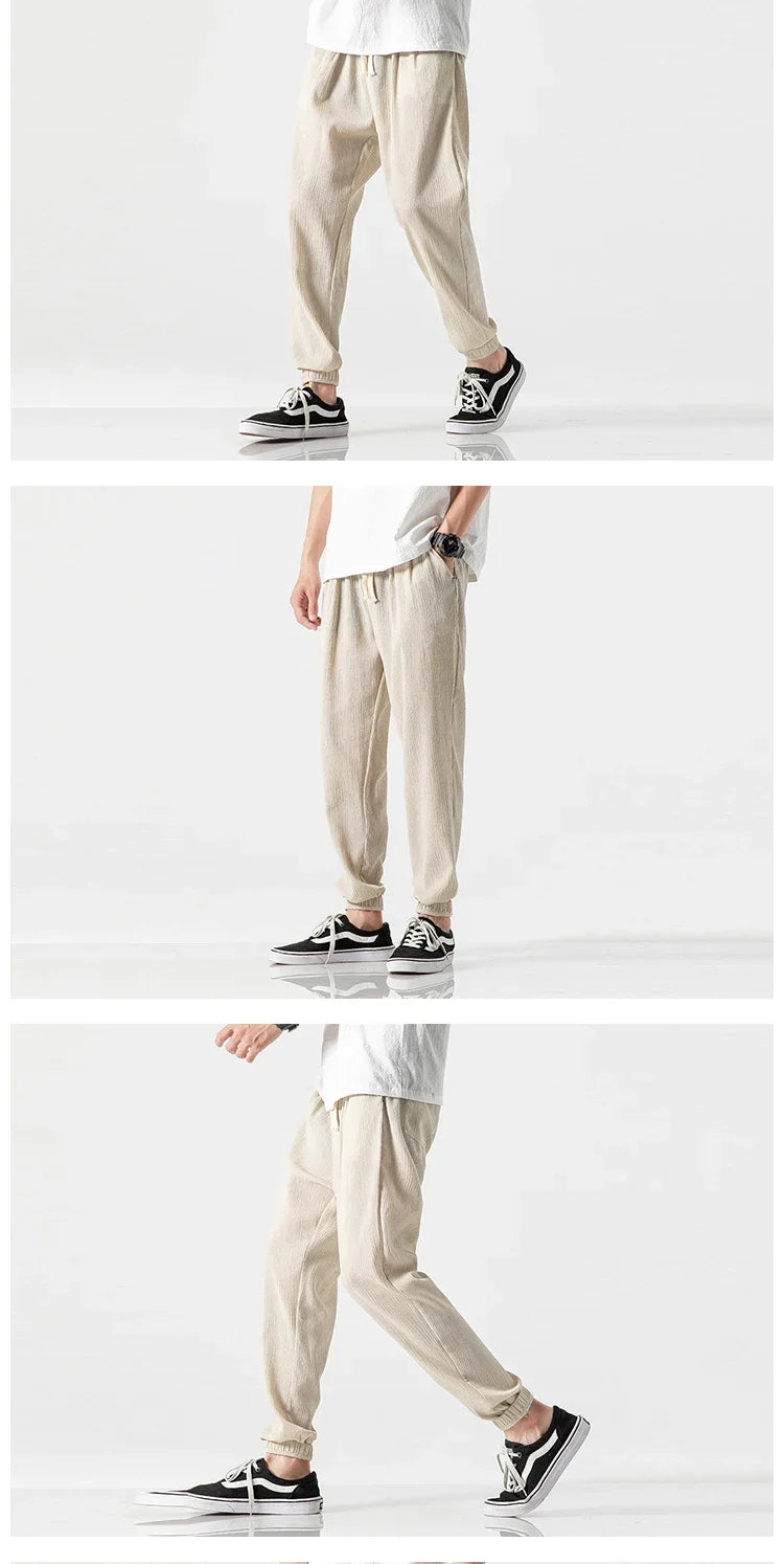 Pantalones Harem informales de lino y algodón