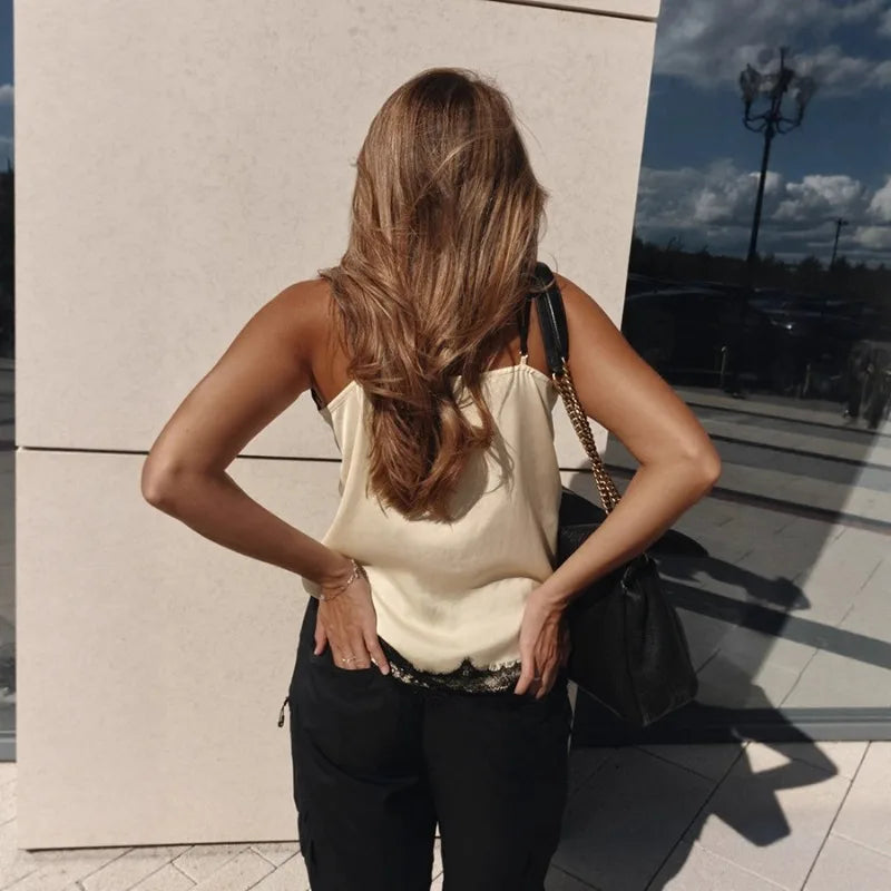 Sexy Lace Trim Cami Top