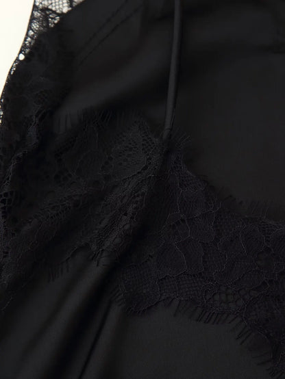 Lace panel slip dress