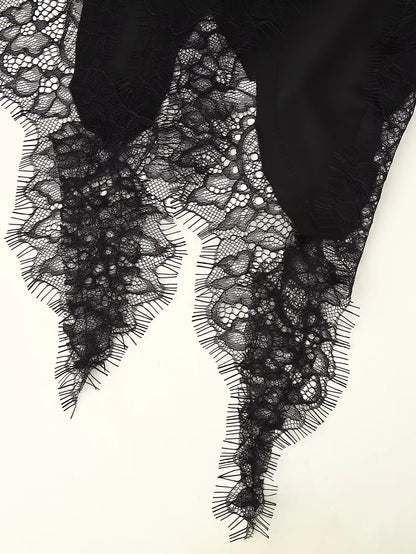 Lace panel slip dress
