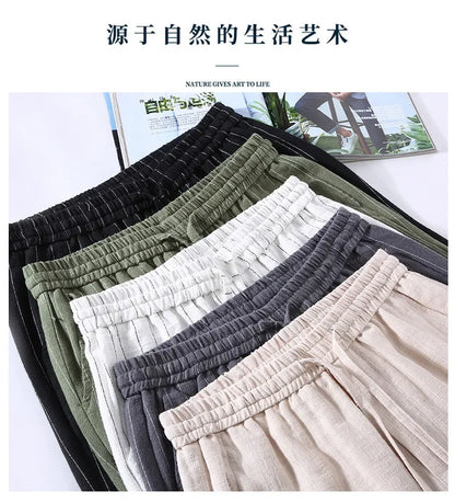 Breathable Linen and Cotton Casual Style Pants