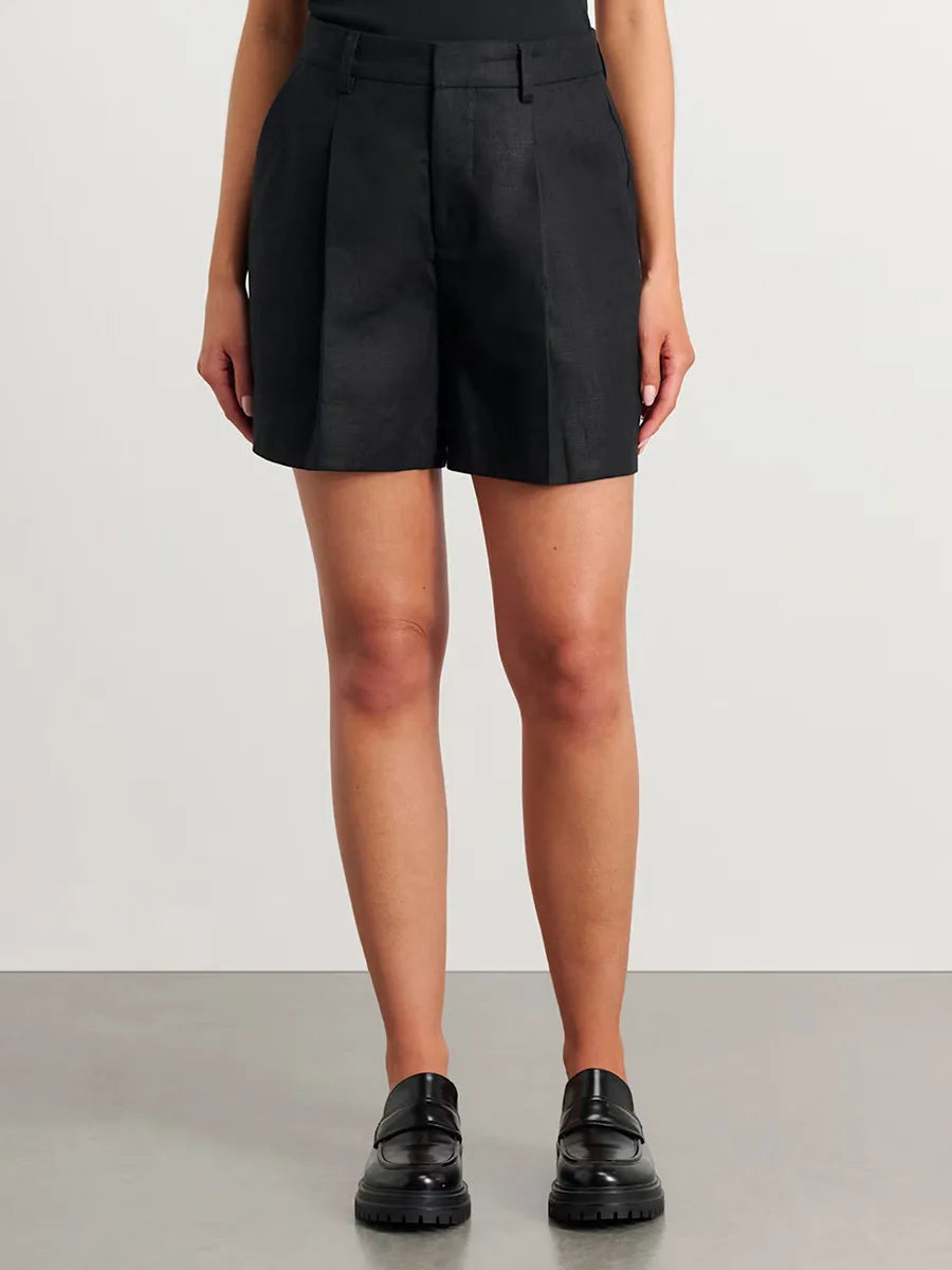 Conjunto de pantalones cortos y chaleco informal elegante de algodón y lino