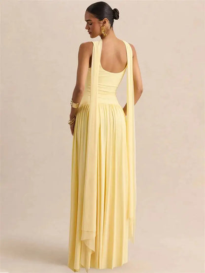 Sexy U-Neck Backless Shawl Long Dress
