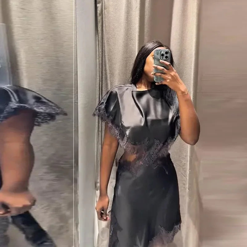 Sexy lace patchwork dress