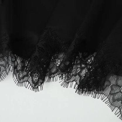 Women's tops lace trim ruffle asymmetrical hem