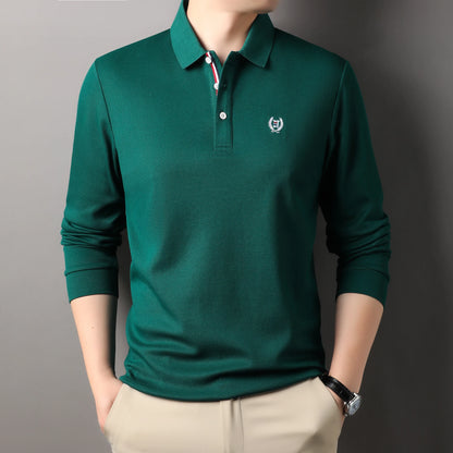 Polo de manga larga de algodón de seda