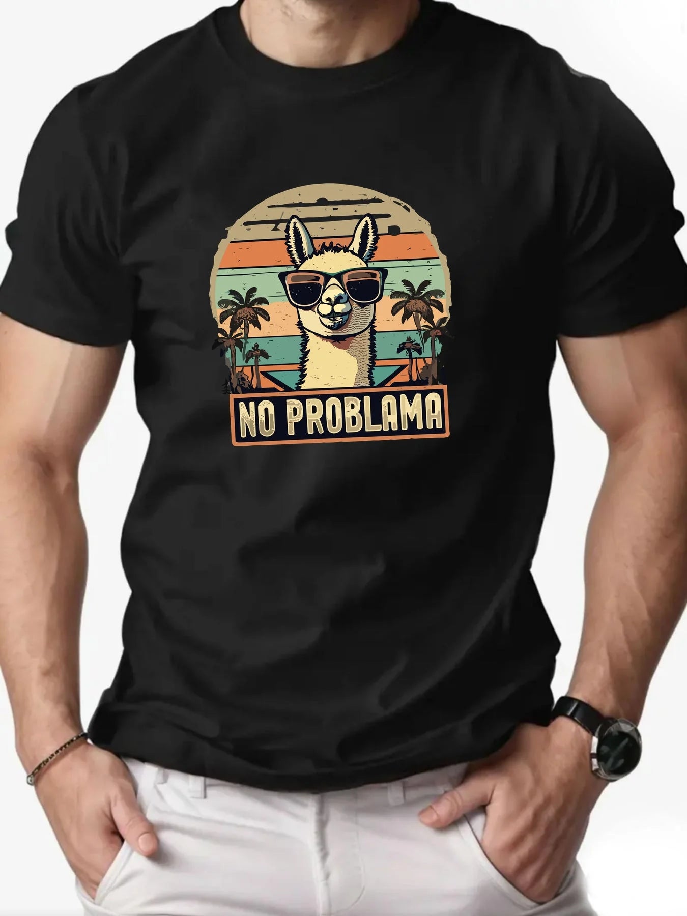 100% Cotton T-shirt with Alpaca print