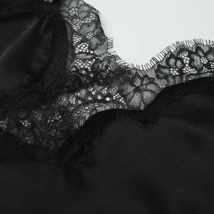 Women's tops lace trim ruffle asymmetrical hem