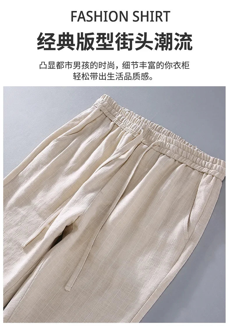 Breathable Linen and Cotton Casual Style Pants