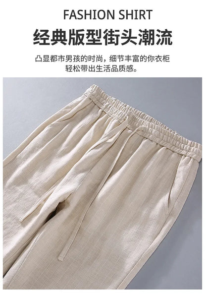 Breathable Linen and Cotton Casual Style Pants