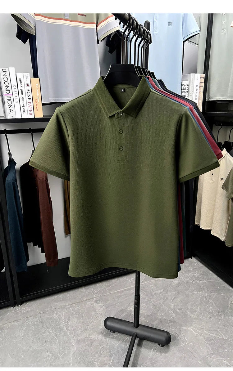 Polo de 76% algodón para hombre: tela texturizada transpirable