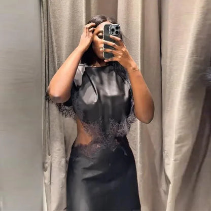 Sexy lace patchwork dress