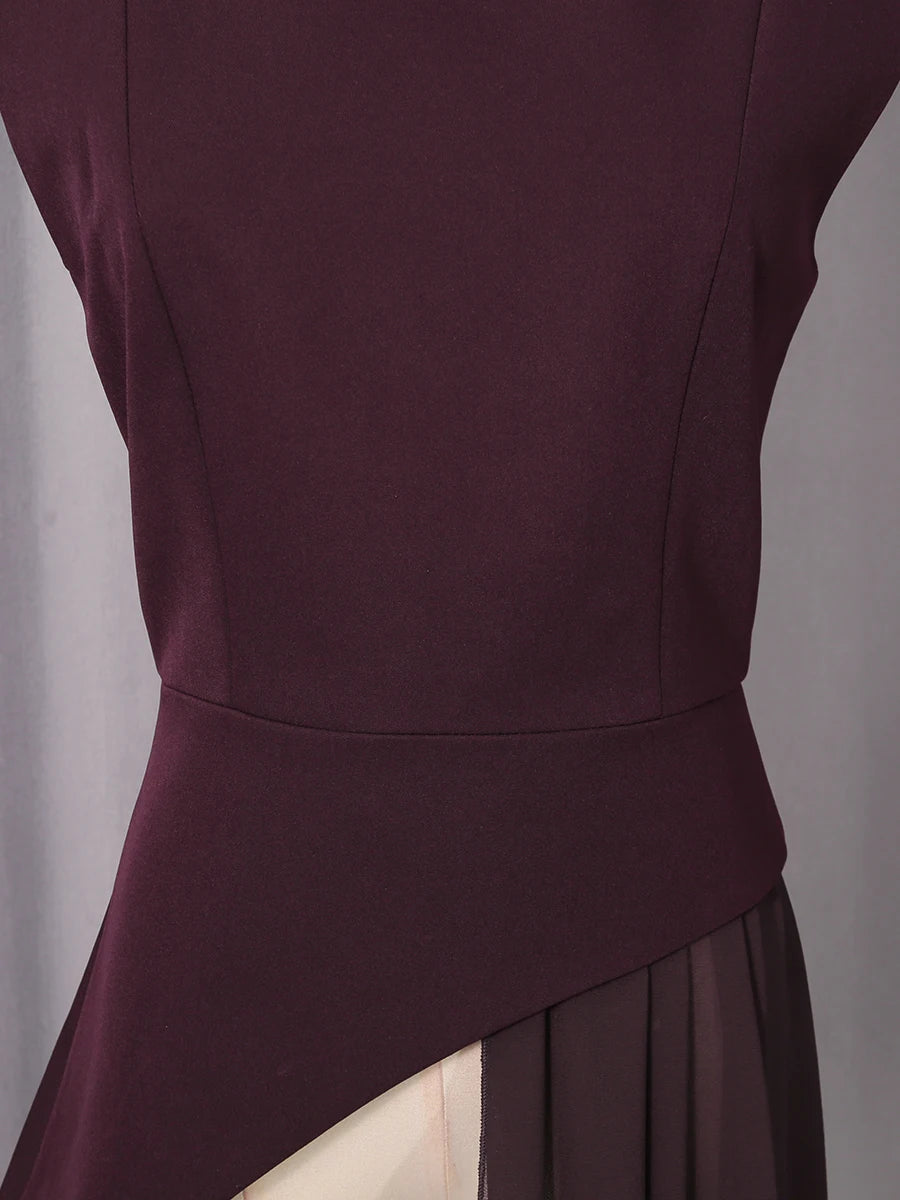 elegant high-waisted sleeveless round neck blouse