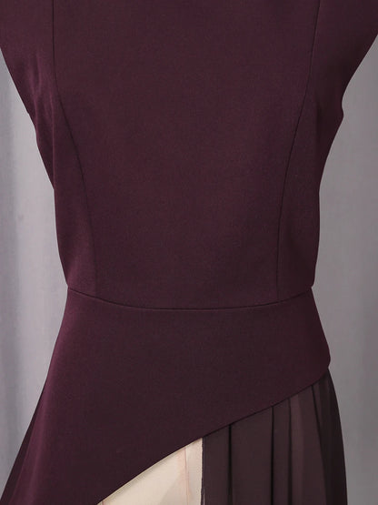 elegant high-waisted sleeveless round neck blouse