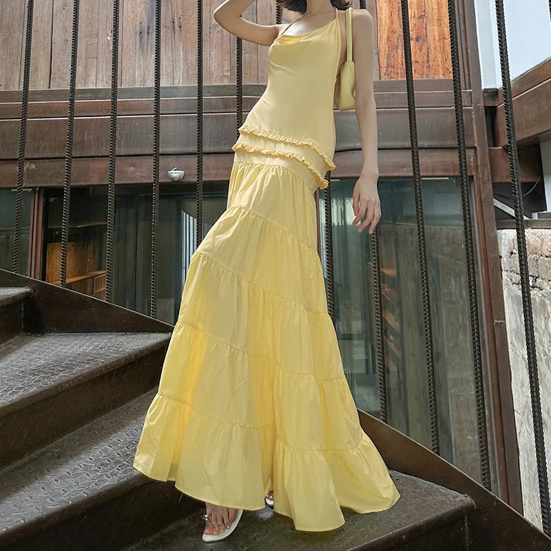 Sexy Sleeveless Spaghetti Strap Backless Evening Dress