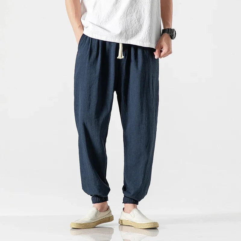 Pantalones Harem informales de lino y algodón