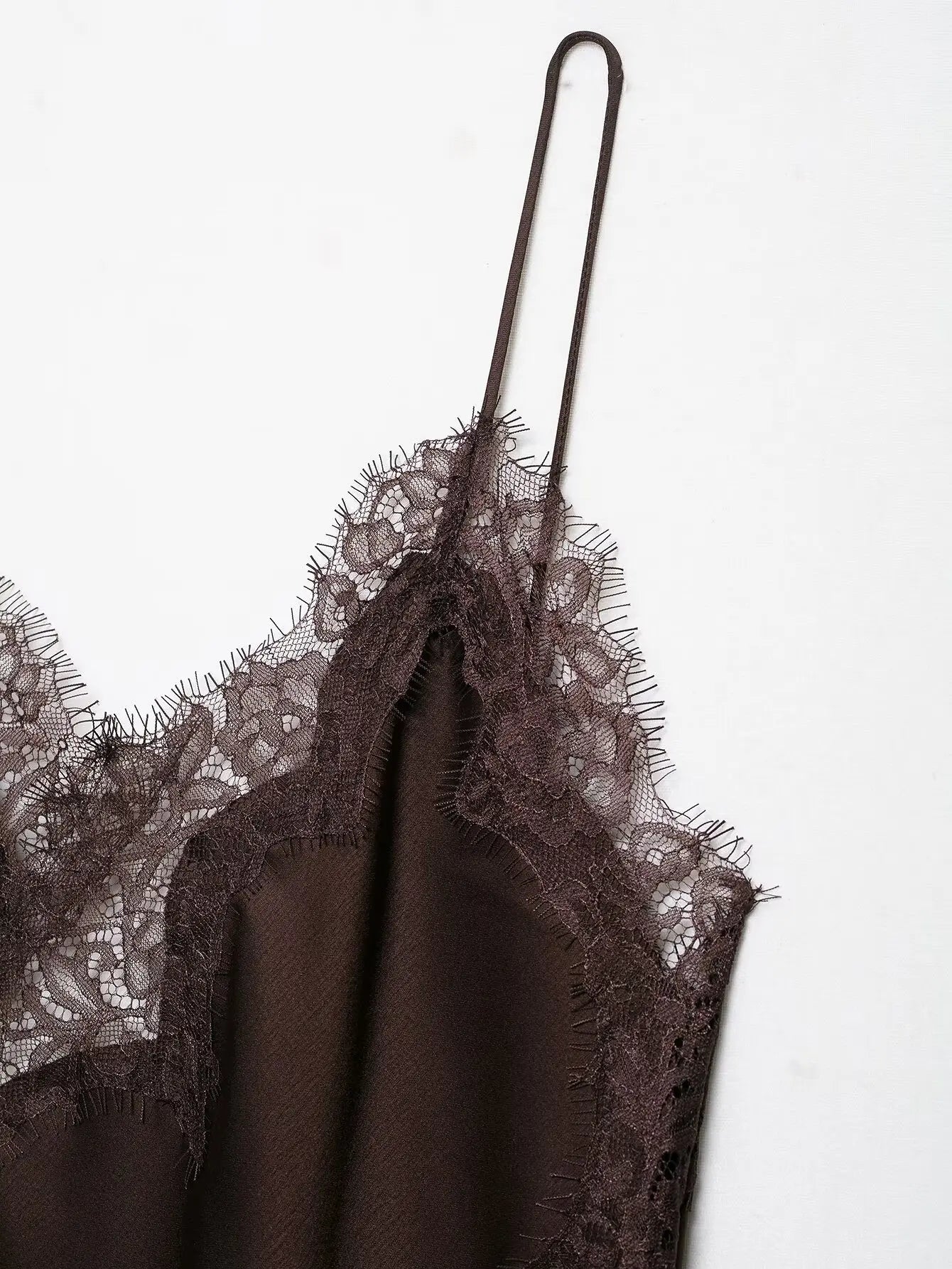 spliced satin lace sheer dress