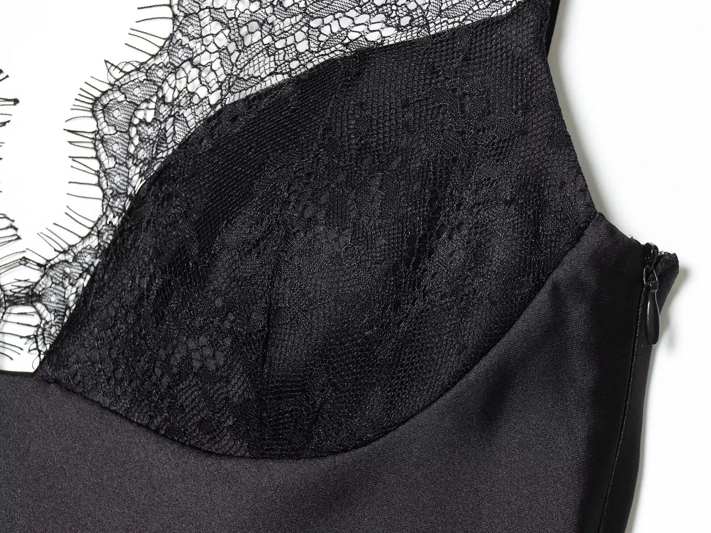 Satin lace cami with spaghetti straps
