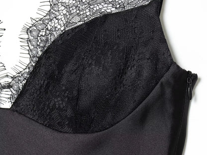 Satin lace cami with spaghetti straps