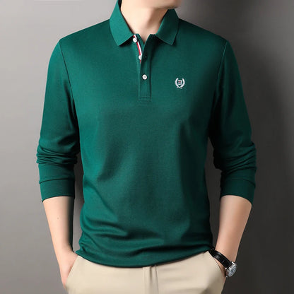Polo de manga larga de algodón de seda