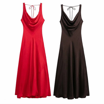 vestido con volantes Casual ajustado sin mangas Midi