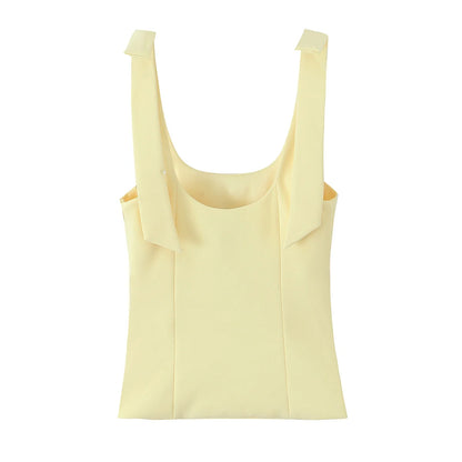 Tops Mujer verano Sexy sin mangas arco cuello cuadrado