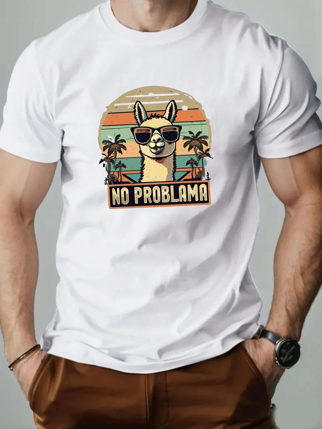 100% Cotton T-shirt with Alpaca print