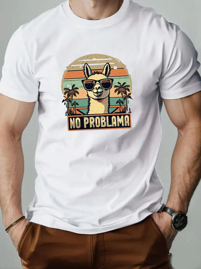 100% Cotton T-shirt with Alpaca print