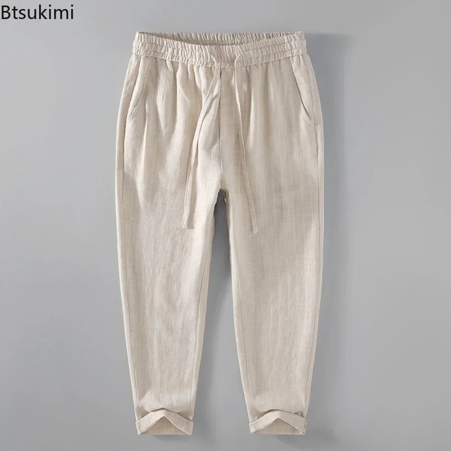 Breathable Linen and Cotton Casual Style Pants