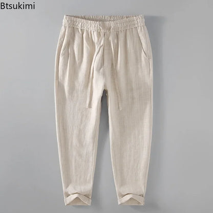 Breathable Linen and Cotton Casual Style Pants