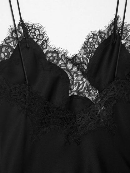Lace-paneled camisole tops