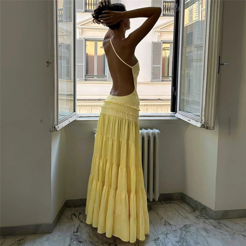 Sexy Sleeveless Spaghetti Strap Backless Evening Dress