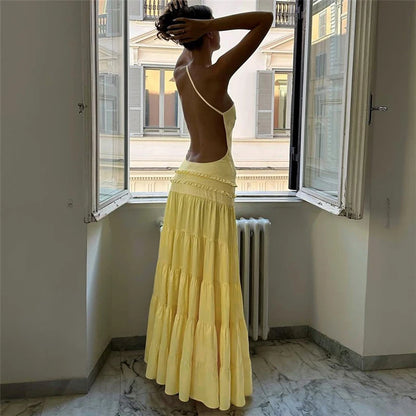 Sexy Sleeveless Spaghetti Strap Backless Evening Dress