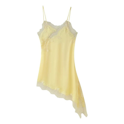 Lace panel slip dress