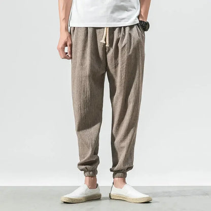 Pantalones Harem informales de lino y algodón