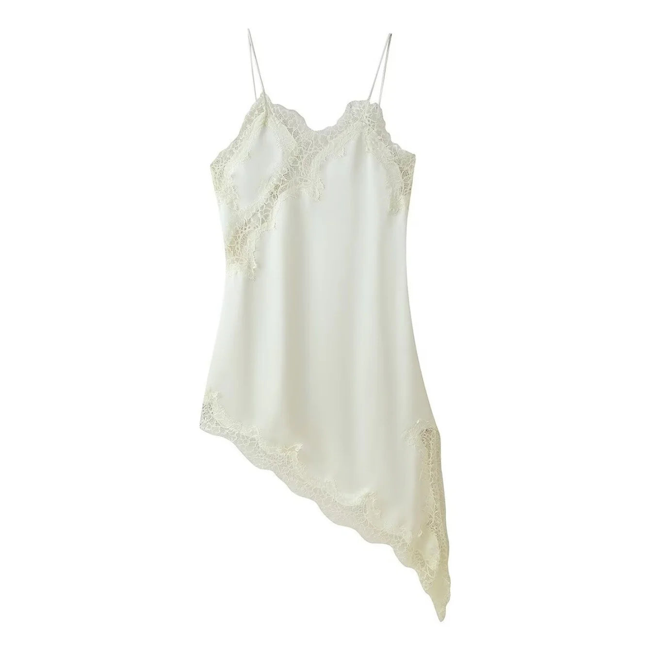 Lace panel slip dress