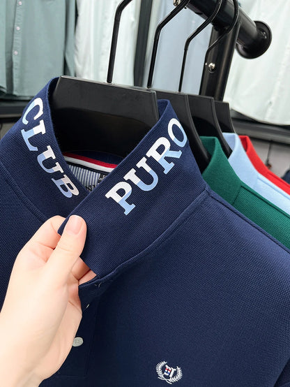 Polo de manga larga de algodón de seda