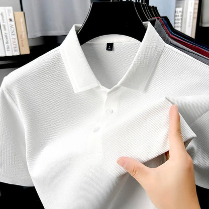 Polo de 76% algodón para hombre: tela texturizada transpirable