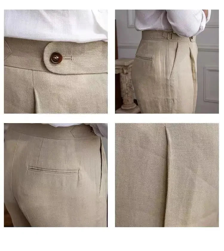 Pantalones italianos de Nápoles 100% de lino