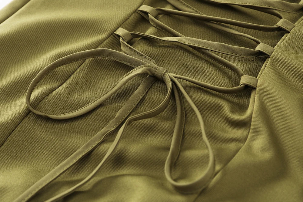 Elegant Olive Green Long Dress