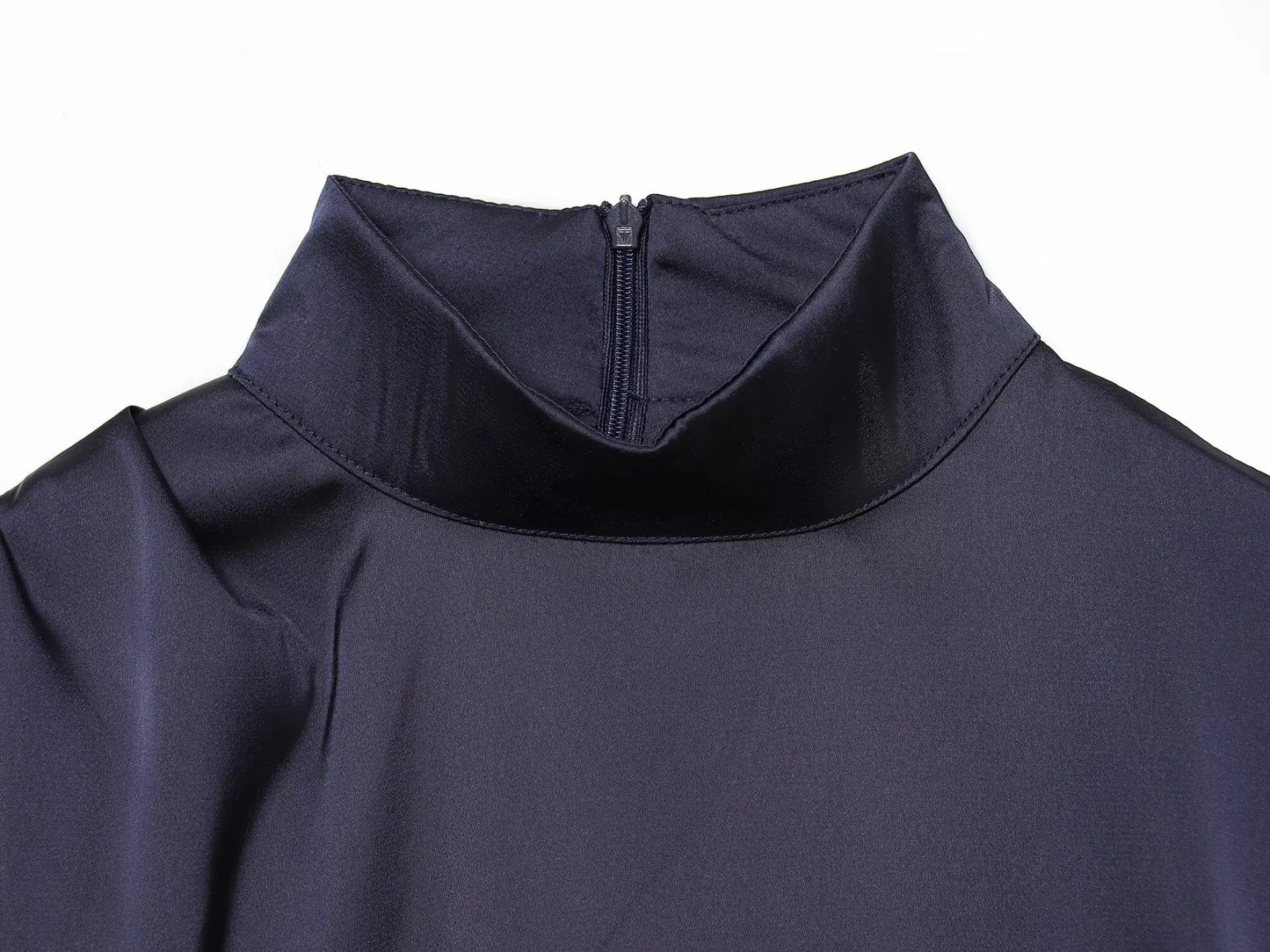 vestido de satén, espalda cremallera dobladillo
