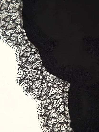 Lace panel slip dress